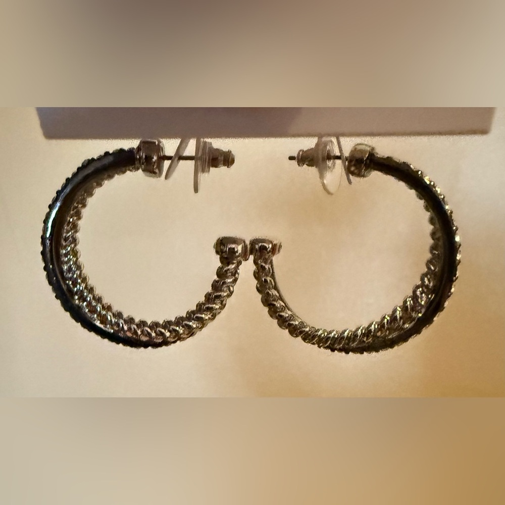 White House Black Market Swarovski Crystal Hoop Earrings — New w/ Tags - Picture 3 of 9